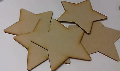 £3.95 • Buy Pack Of 10 Laser Cut 3 Or 4mm MDF Wooden Rounded Star Shapes Sizes 80 -> 200mm 
